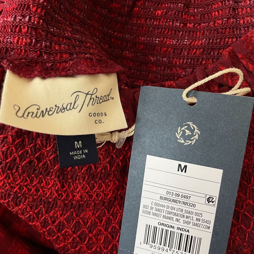 Universal Thread Womens M Red Tiered Dress Balloon Long Sleeve Smocked Neck Maxi - Picture 8 of 10